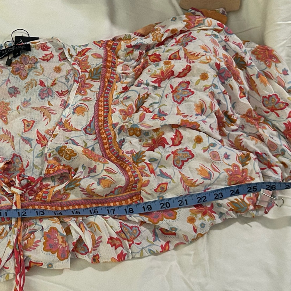 NWT Rachel Zoe Orange Cream Floral Boho Bohemian Tunic w Sailor Collar sz 2X - Picture 9 of 14